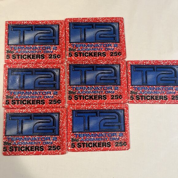 7 Terminator 2, Judgment Day, Movie Stickers, Sealed Wax Packs Of 5, Topps 1991 - Picture 1 of 4